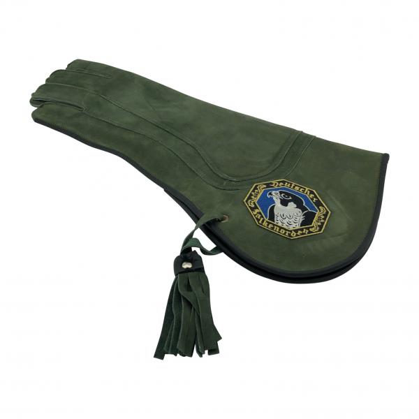 DFO-Falknerhandschuh 3-lagig aus grünem Wildleder 17"lang